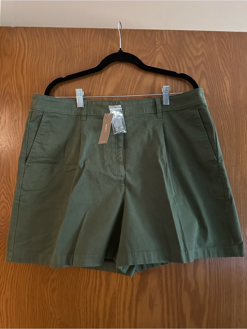 J. Crew Olive Green Pleated High-Rise Shorts